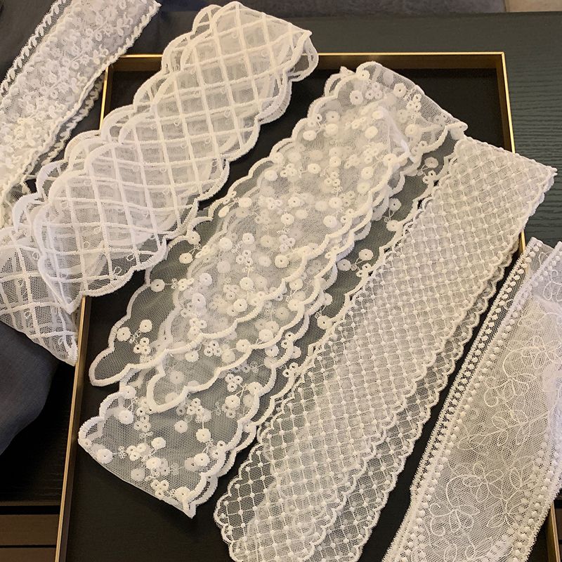 蕾丝花边长条系脖丝巾女高级感领巾2025新款春夏装饰绑发发带飘带