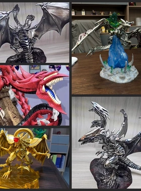 三头青眼究极龙 冰霜巨龙 火凤凰 翼神龙 天空龙 盒装手办雕像