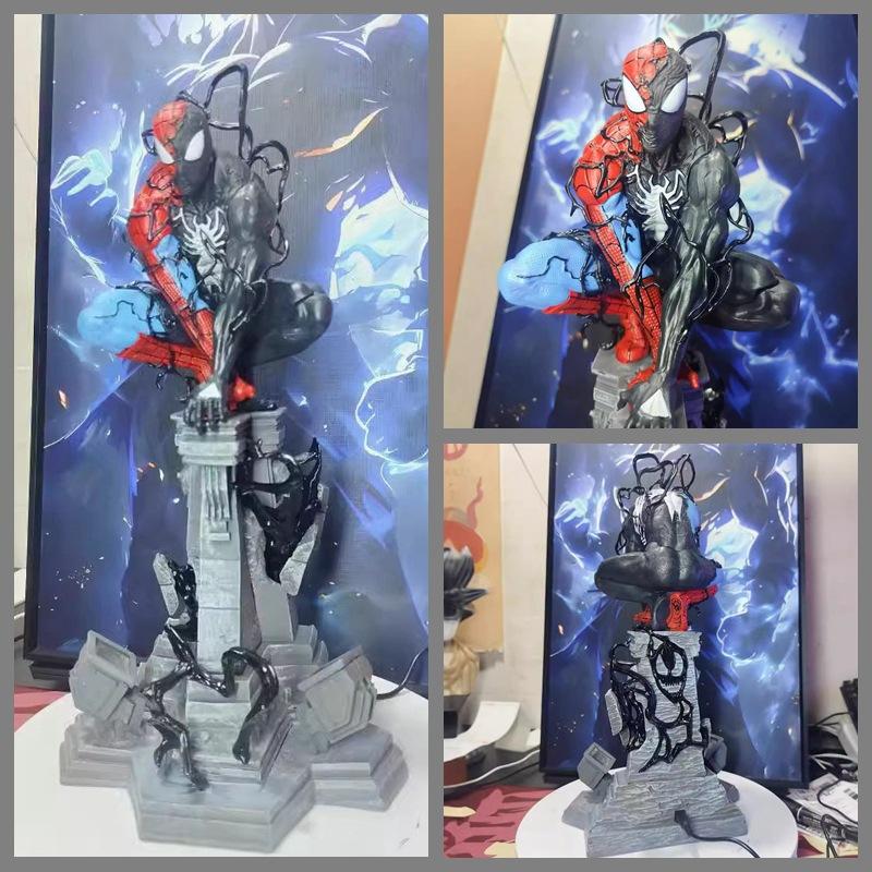电影周边 蜘蛛侠 共生体 毒液 可发光 蹲姿 雕像摆件模型盒装手办