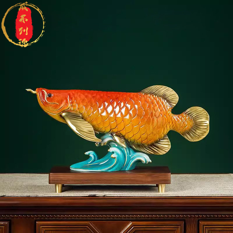 威弗列德全铜招财金龙鱼摆件办公室桌装饰工艺品公司开业礼物乔迁