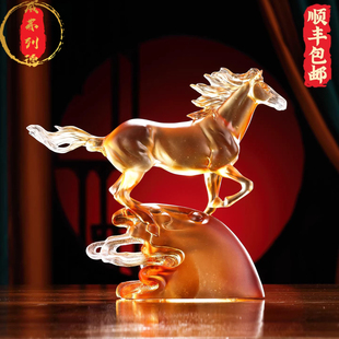 威弗列德客厅办公室桌面送领导送老板商务纪念礼琉璃马到成功摆件