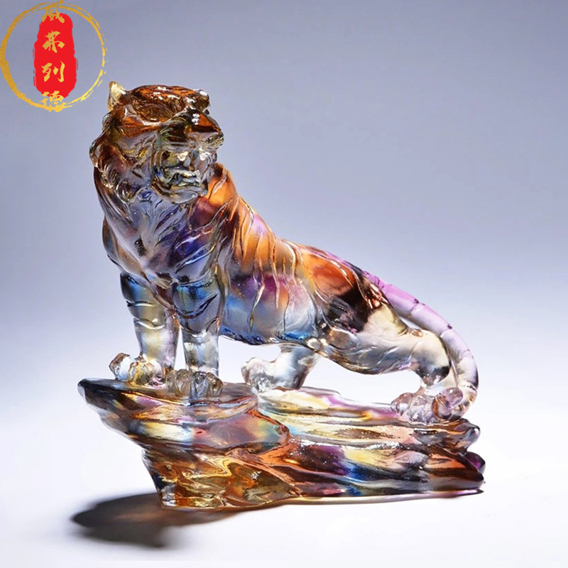 威弗列德客厅摆设定制礼物生肖吉祥物办公室桌工艺品琉璃老虎摆件