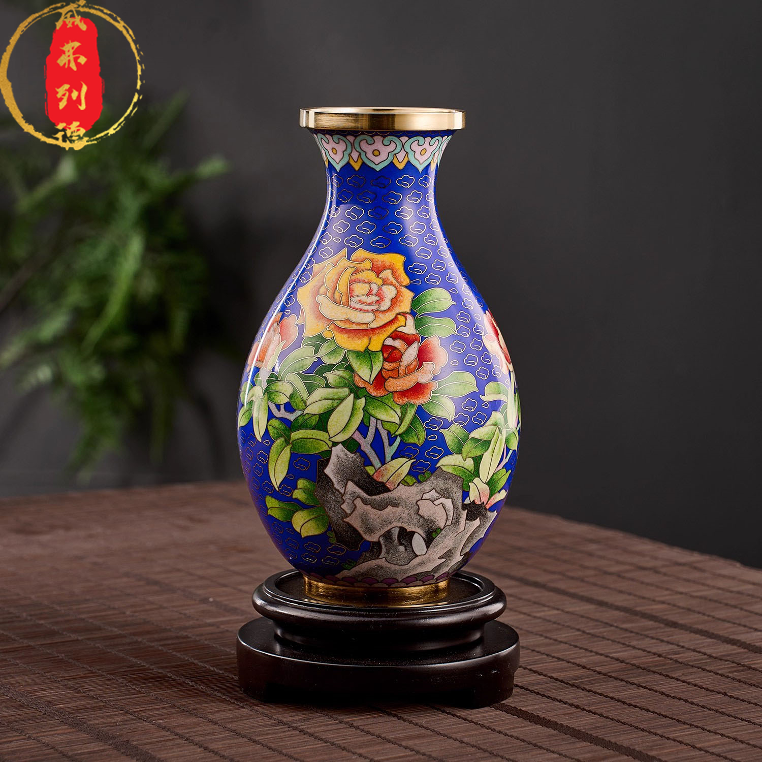 铜掐丝珐琅花瓶国风摆件玉壶春瓶