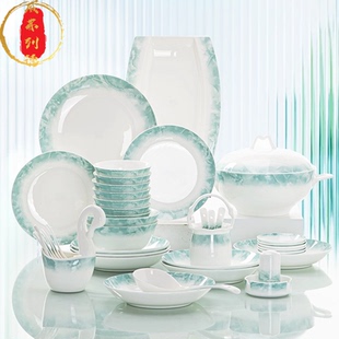 威弗列德高温釉中彩碗碟套装 家用景德镇高颜值乔迁骨瓷餐具碗盘筷