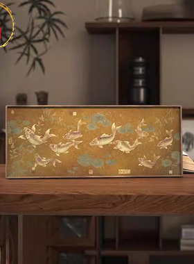 黄铜九鱼图摆台装饰摆件赠礼商务