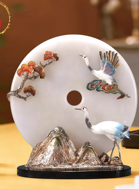 威弗列德珐琅彩松鹤平安扣摆件