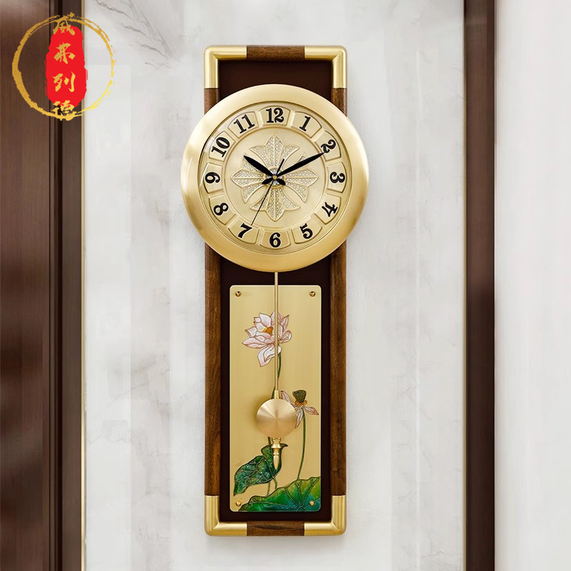 威弗列德轻奢纯新中式黄铜钟表挂钟客厅挂表创意大气玄关时钟挂墙