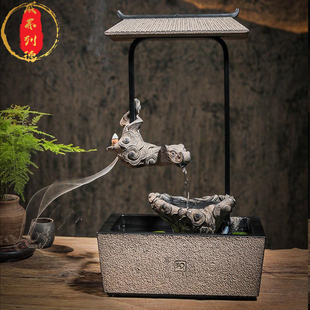 威弗列德中式 饰倒流香景观创意流水摆件 客厅玄关茶台桌面循环水装