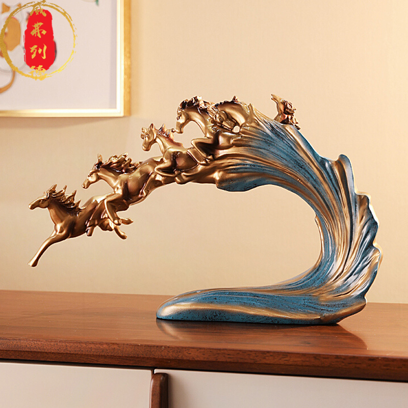 威弗列德客厅招财办公室书房工艺品开业乔迁礼物新中式玄关马摆件