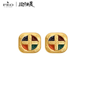 官方联名许半夏同款 FEOX 风吹半夏 十字幻彩耳环