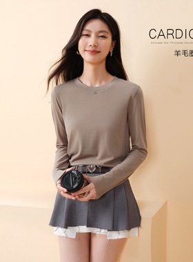 佐丹伊10106#秋冬小圆领羊毛圈亲肤显瘦打底衫纯色保暖长袖内搭女