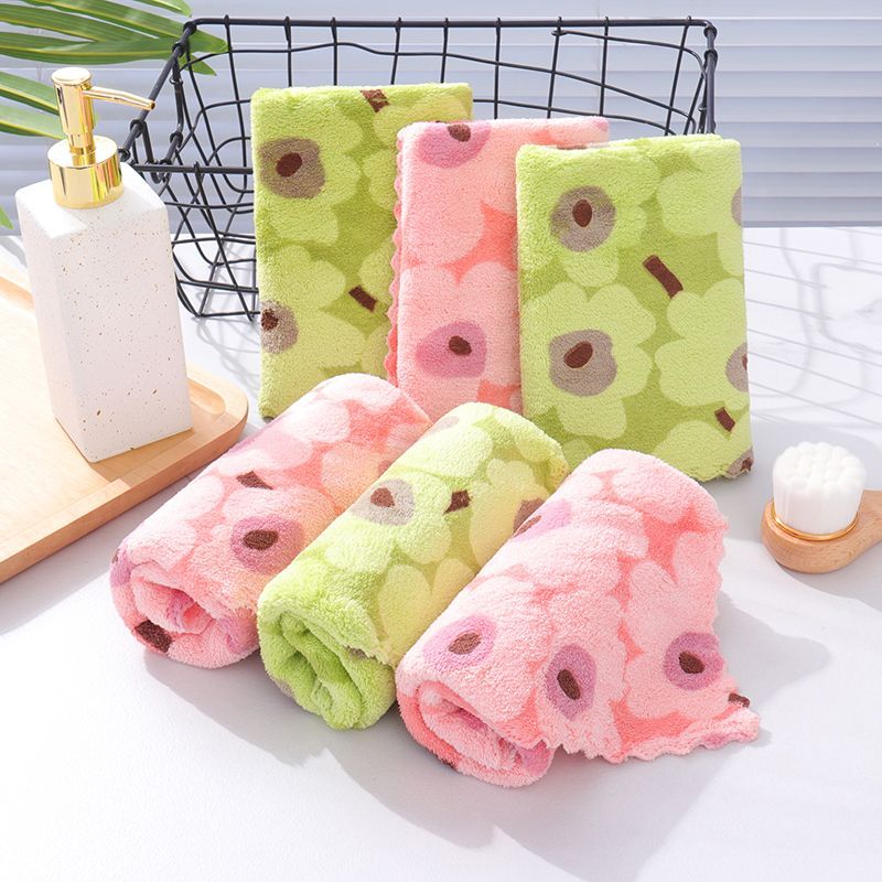 珊瑚绒布料印花珊瑚绒加厚懒人厨房抹布不沾油家用不掉毛洗碗清洁