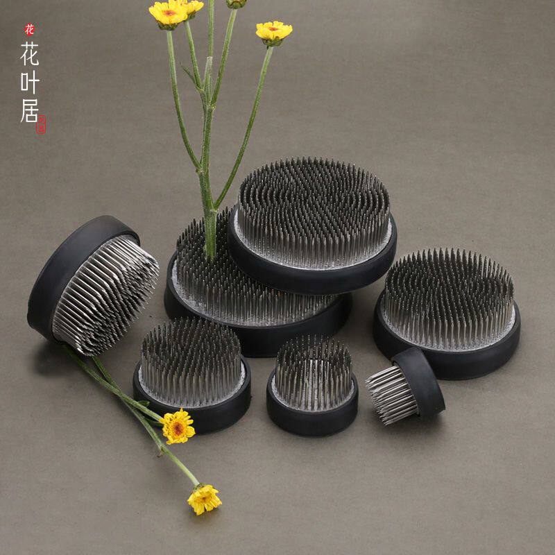 插花材料全套剑山插花器套装不锈钢中式底座针山花艺插花工具固定