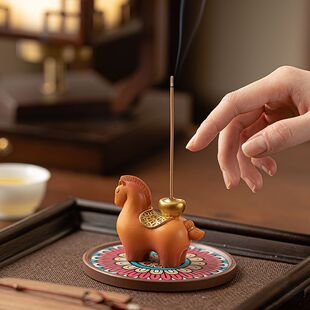 线香放置器马上发财香插家用创意香炉摆件香薰礼品礼盒装香座香托