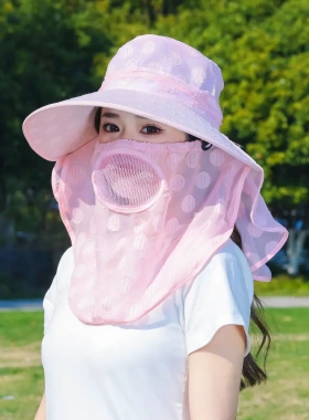 夏季女全脸防晒透气轻便遮阳帽