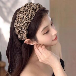 盖白头发的头饰豹纹麻花发箍韩系高级感简约时尚高颅顶宽边新款发