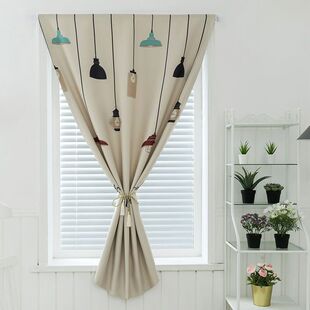 一片式窗帘布网红免打孔窗帘全遮光卧室成品飘窗出租房简易魔术贴