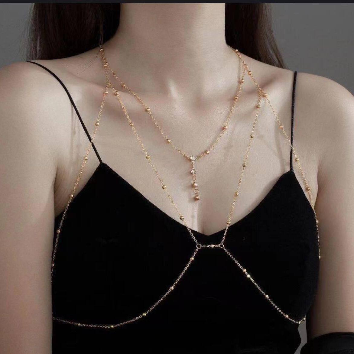 衣服装饰链女高级感百搭纯欲胸链性感女神身体项链