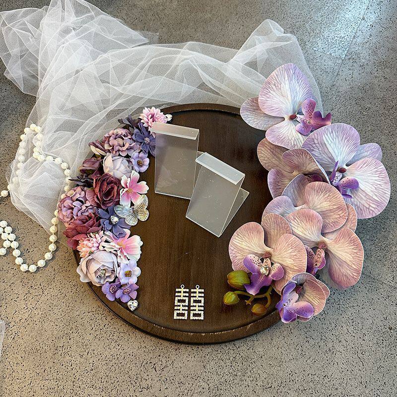 婚鞋展示台古风中式圆托