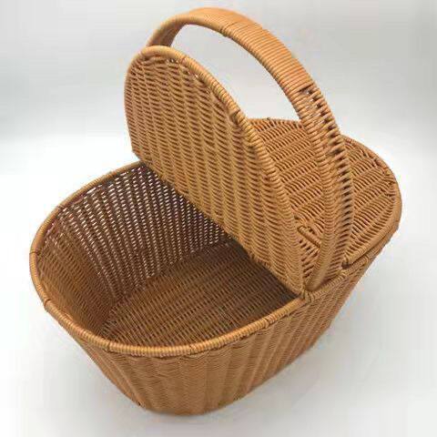 腾条编织藤蓝子买菜手提
