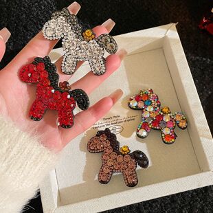 马元素的头饰新年马上有钱红色小马闪钻发夹女独特漂亮侧边刘海夹