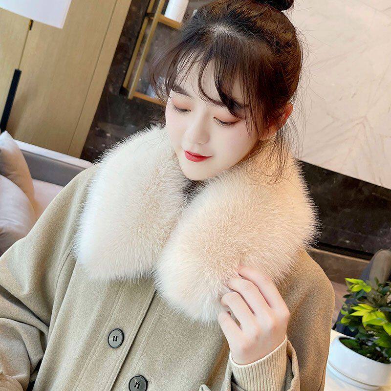 替换毛领百搭秋冬仿皮草狐狸毛男女通用棉服大衣大毛领子围脖单买