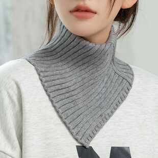 配羊毛衫的假领子新款针织围脖女士秋冬保暖高领毛线脖套护颈围巾