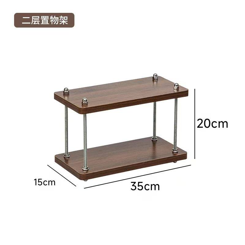 小尺寸迷你置物架咖啡置物架桌上古风多层架子咖啡多层办公桌隔层