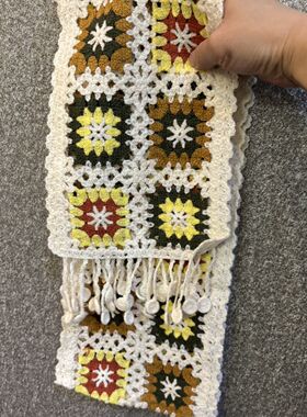 花朵镂空围巾轻奢韩式新款手工钩花镂空日系棉线文艺范森系清新围