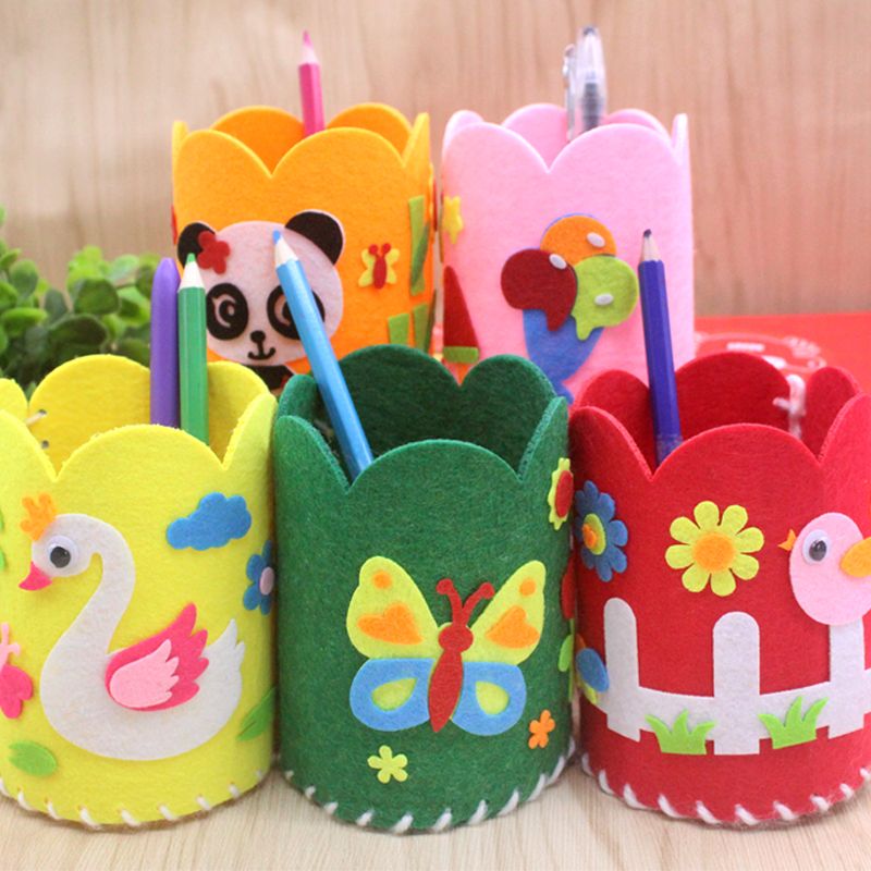 儿童手工艺品diy自己做儿童手工diy笔筒幼儿园材料制作包不织布粘