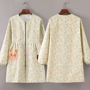 冬天加绒年轻款罩衣新款长袖罩衣女外穿加绒加厚防水围裙家用厨房