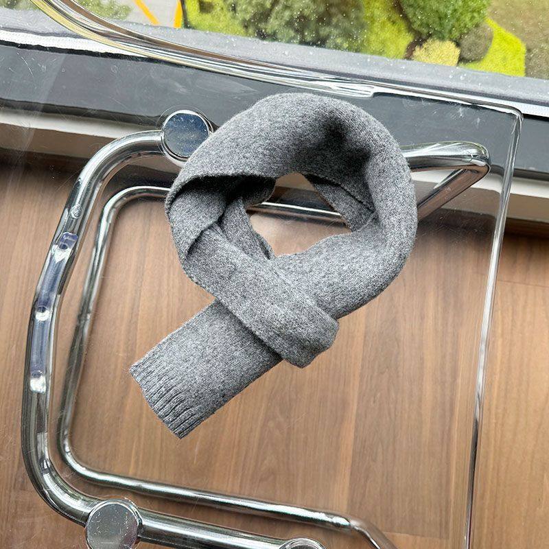 纯黑色高级感围巾ins潮秋冬季宝宝围巾毛线针织保暖加厚围脖柔软