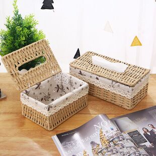 创意漂亮抽纸盒时尚家用桌面布艺花边餐桌蕾丝纸巾盒特色收纳篮田