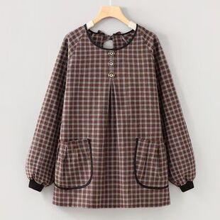 大人罩衣可外穿洋气短款罩衣厨房新款防污家用长袖围裙时尚做饭上