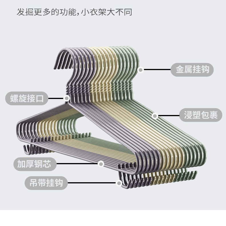 衣架家用挂衣加厚加硬加粗衣架成人加粗加厚晾衣服防滑无痕不鼓包
