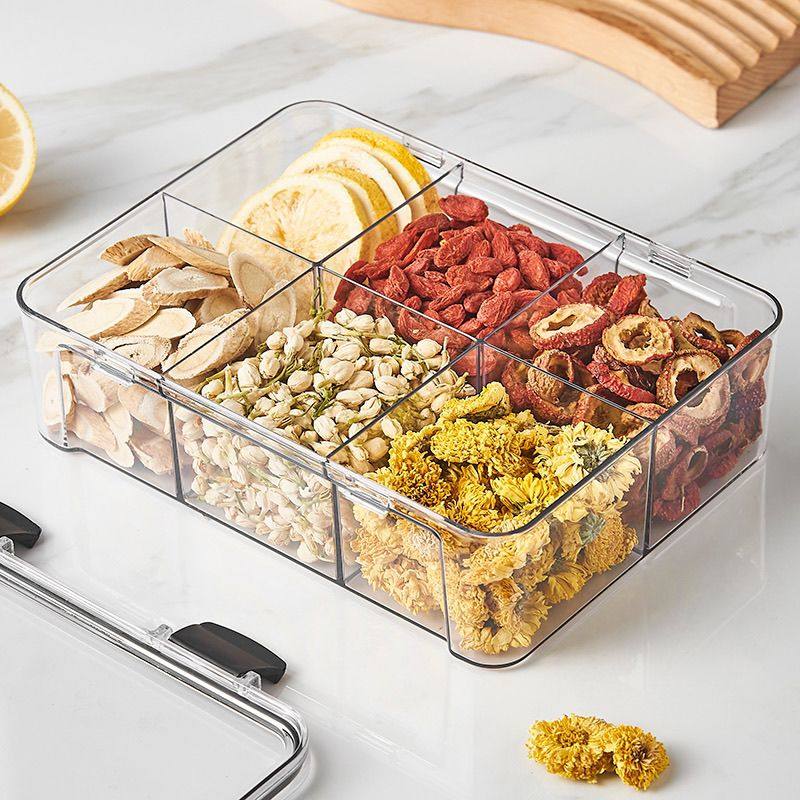 调料盒6格一体分格密封罐食品级冰箱盒厨房杂粮罐储物罐方形茶叶,厨房/烹饪用具,密封罐,淘宝优惠券,粉丝福利购,淘宝优惠卷