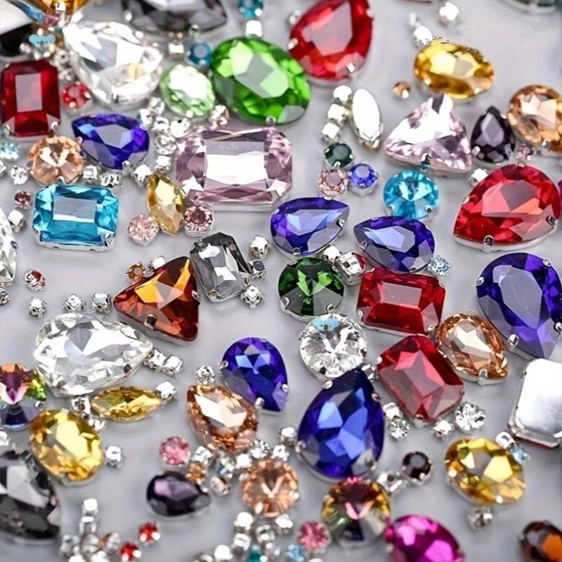 130pcs Mixed Shape Sew On Rhinestones Assortment diy Craft