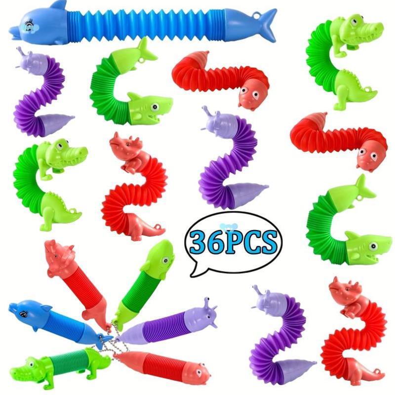36pcs Mini Pop Tubes Toys Cute Animal Pop Tubes Keychains