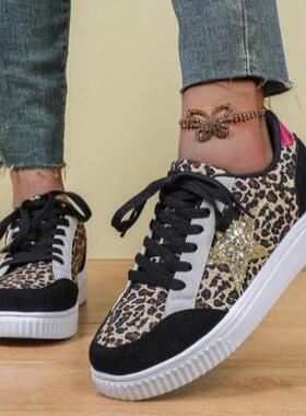 跨境Women's Faionable Glter ar Decor Lace Up Low Top