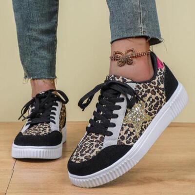 跨境Women's Faionable Glter ar Decor Lace Up Low Top