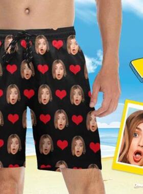 Custom Face Swim Trunks Personalized Beach Shorts wh Photo