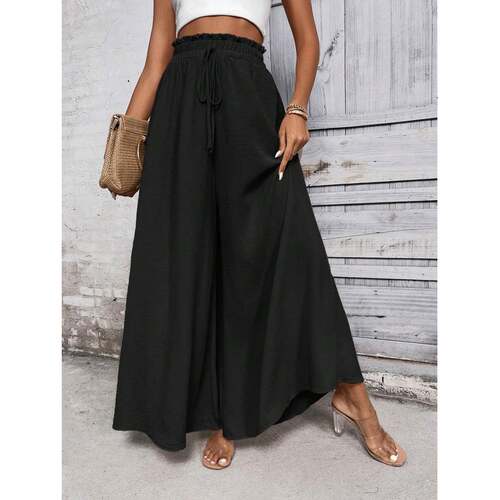 O 29531 High waist tie women's wide leg pants 腰系带女士阔