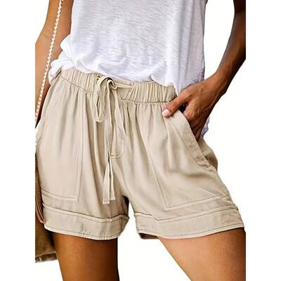 S 20421 Casual Wide Leg Elastic Waist Shorts 休闲阔腿短裤