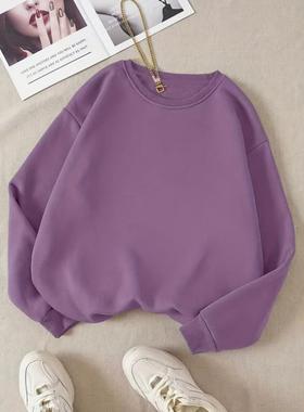 2025跨境新款 Sporty Sweatirts 休闲圆领卫衣柔软蓝绿色套头衫