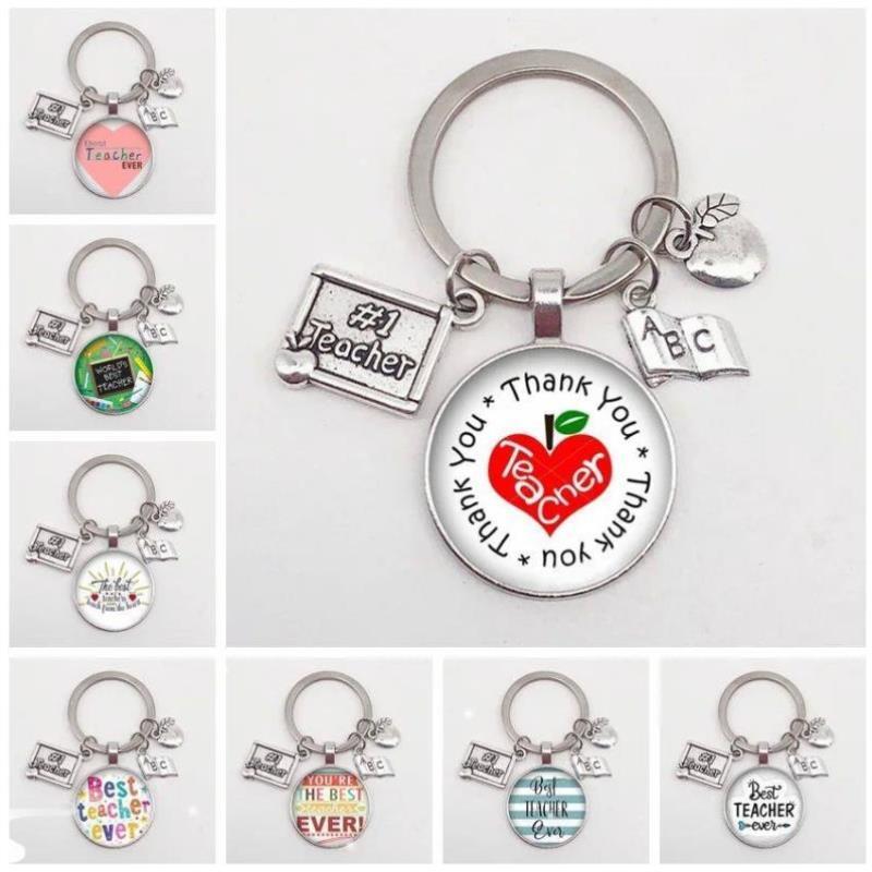 Teacher Keychain Thank You Teacher Text Keychain Charm Glass