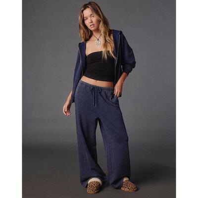 A 36021 Elastic Fleece Loose Wide Leg Pants 加绒宽松运动裤