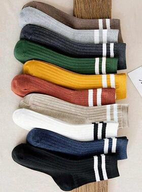D 72691 Men's striped crew socks 10pairs 士条纹中筒袜子