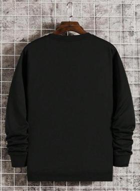 H 951 外贸 Autumn-Winter男士鸟纹印花圆领卫衣男士黑色针织衫