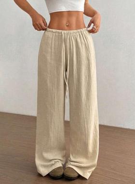 B 49239 跨境速卖通外贸款代发新款超低腰休闲棉质直筒裤