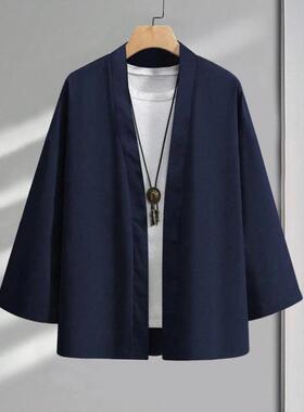 外贸代发款跨境 Workwear Uniforms 男士纯色开襟斗篷衬衫休闲款